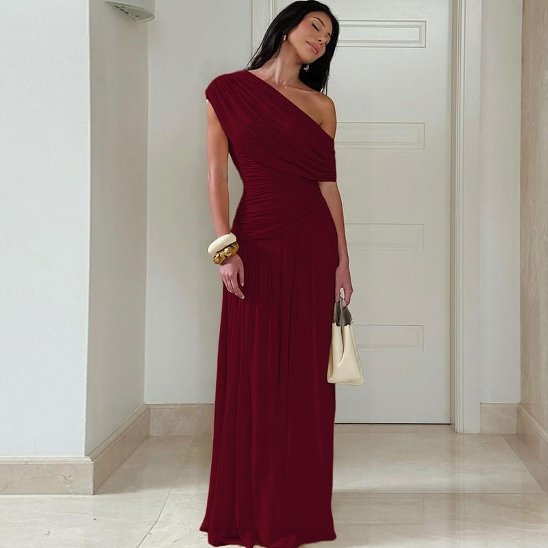 Mano - Elegant One Shoulder Evening Bodycon Maxi Dress
