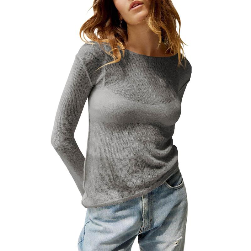 Mharla - Lightweight Summer See Through Long Sleeve Top