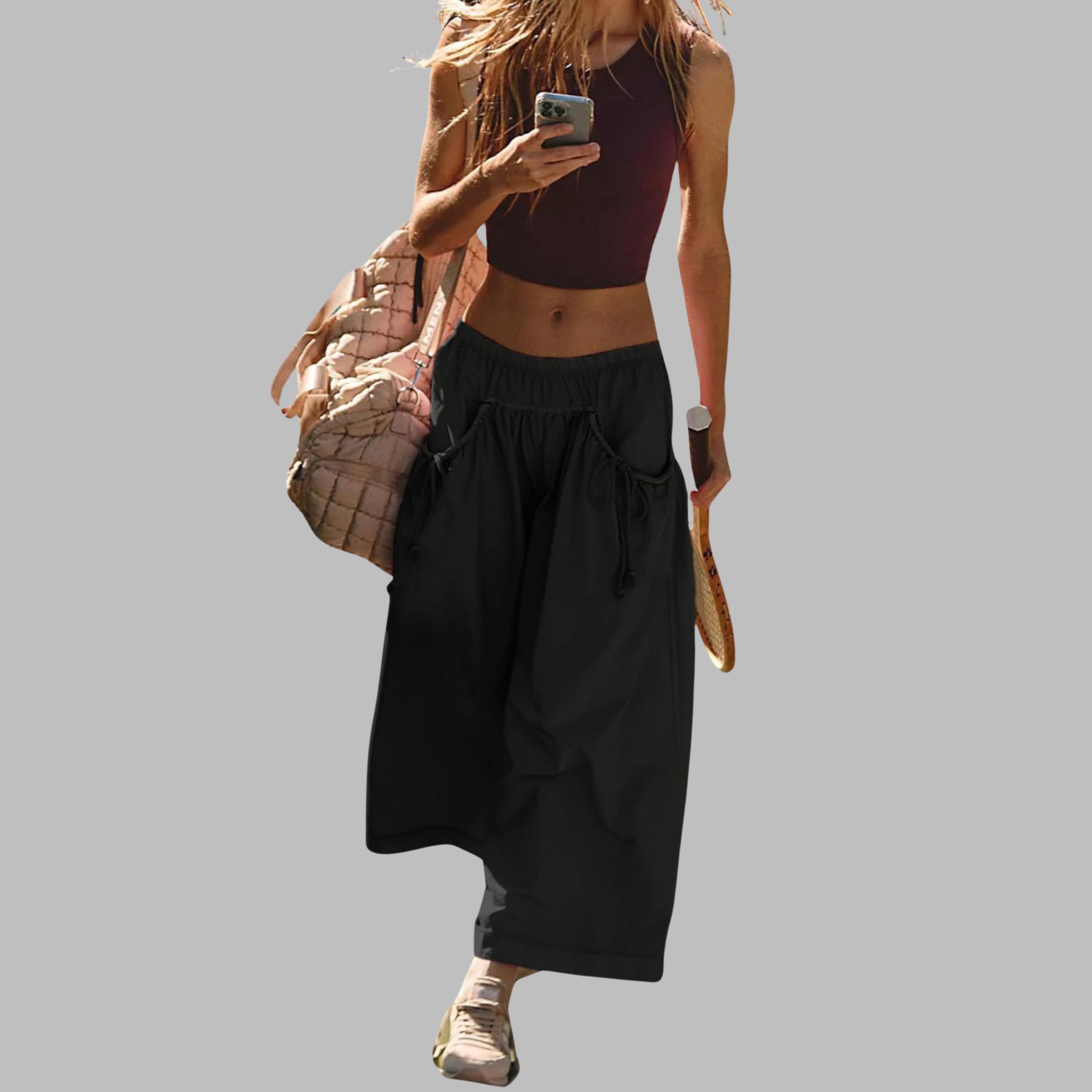 Apple – Casual Wide-Leg Cargo Parachute Pants