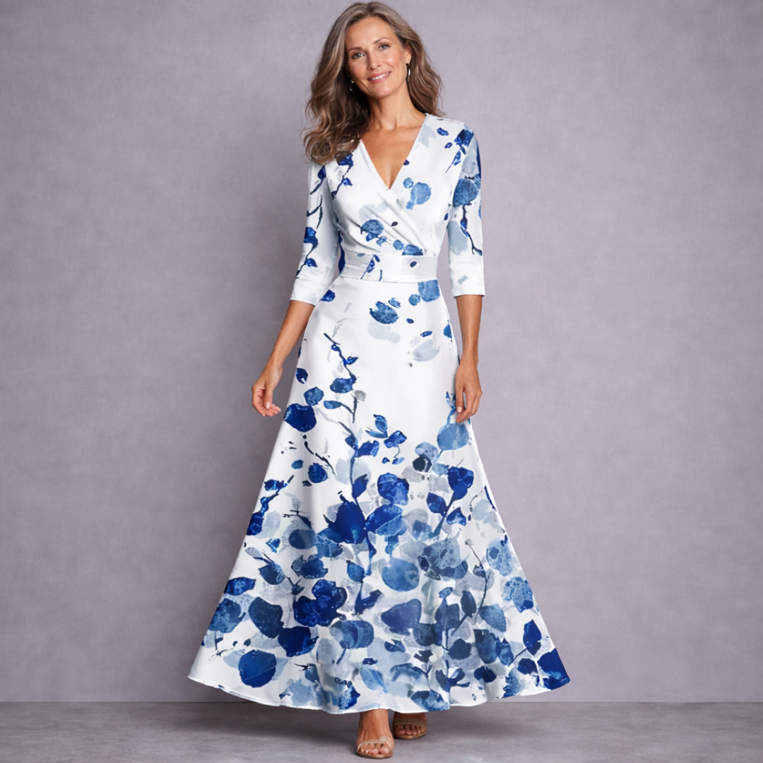 Eleanora - Elegant Maxi Dress with Floral Details