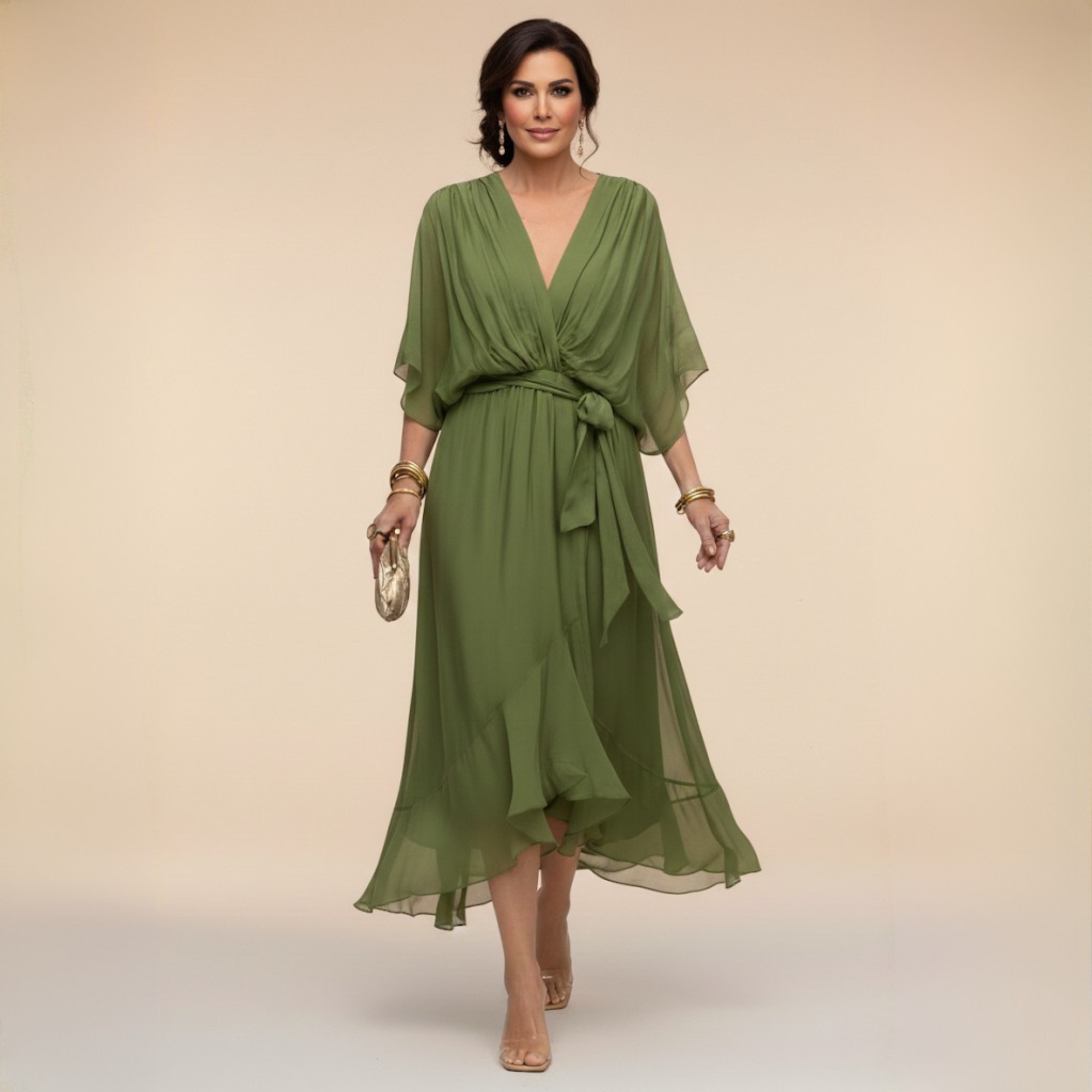 Annabelle - Elegant V-neck Chiffon Dress