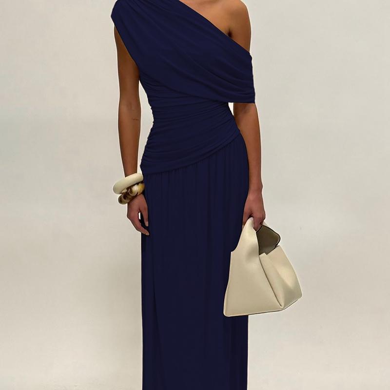Mano - Elegant One Shoulder Evening Bodycon Maxi Dress