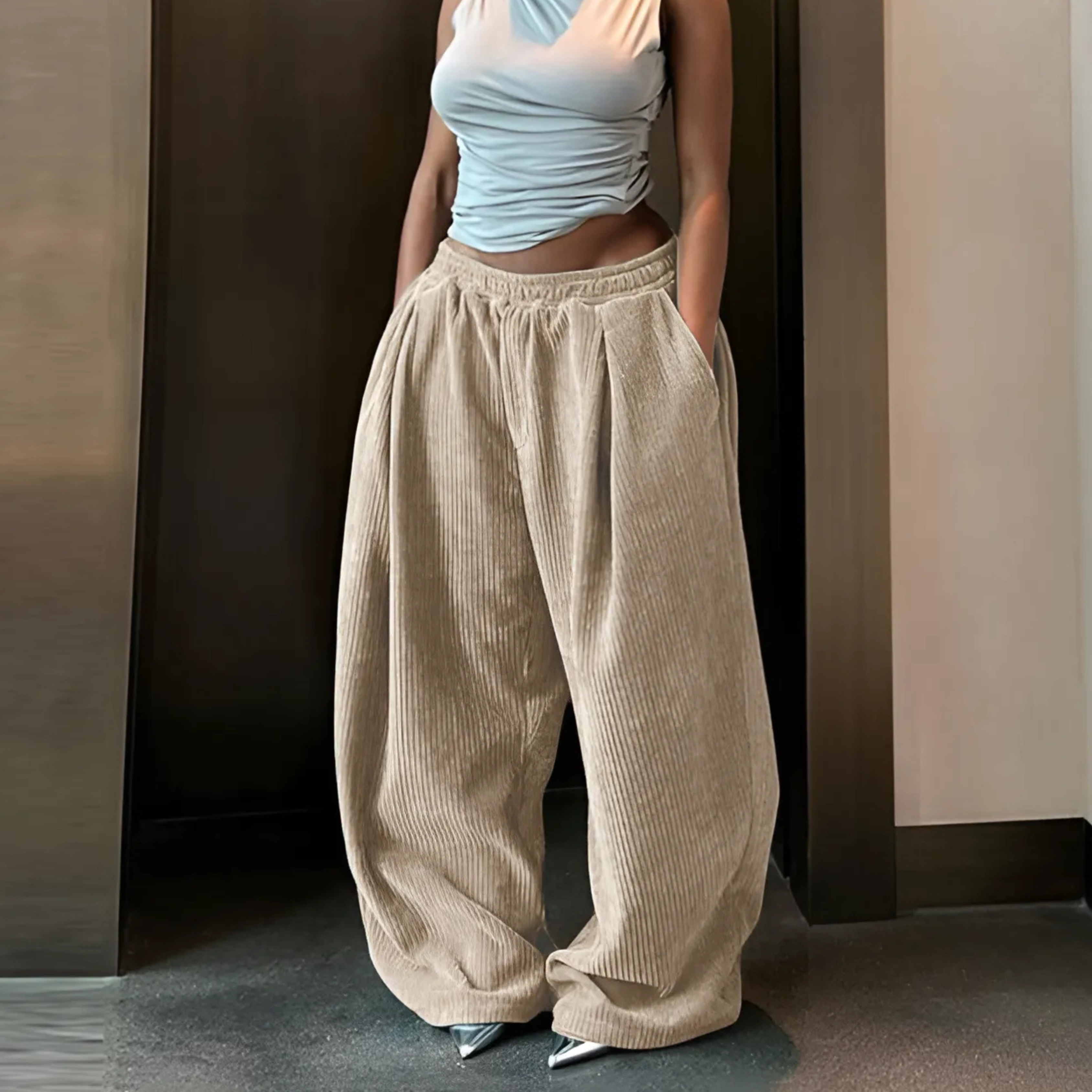 Ramy - Casual High Waist Wide Leg Baggy Pants
