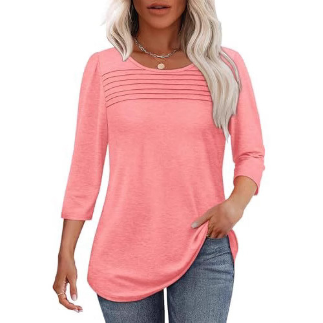 Tessara – Casual Pleated Front Spring Top