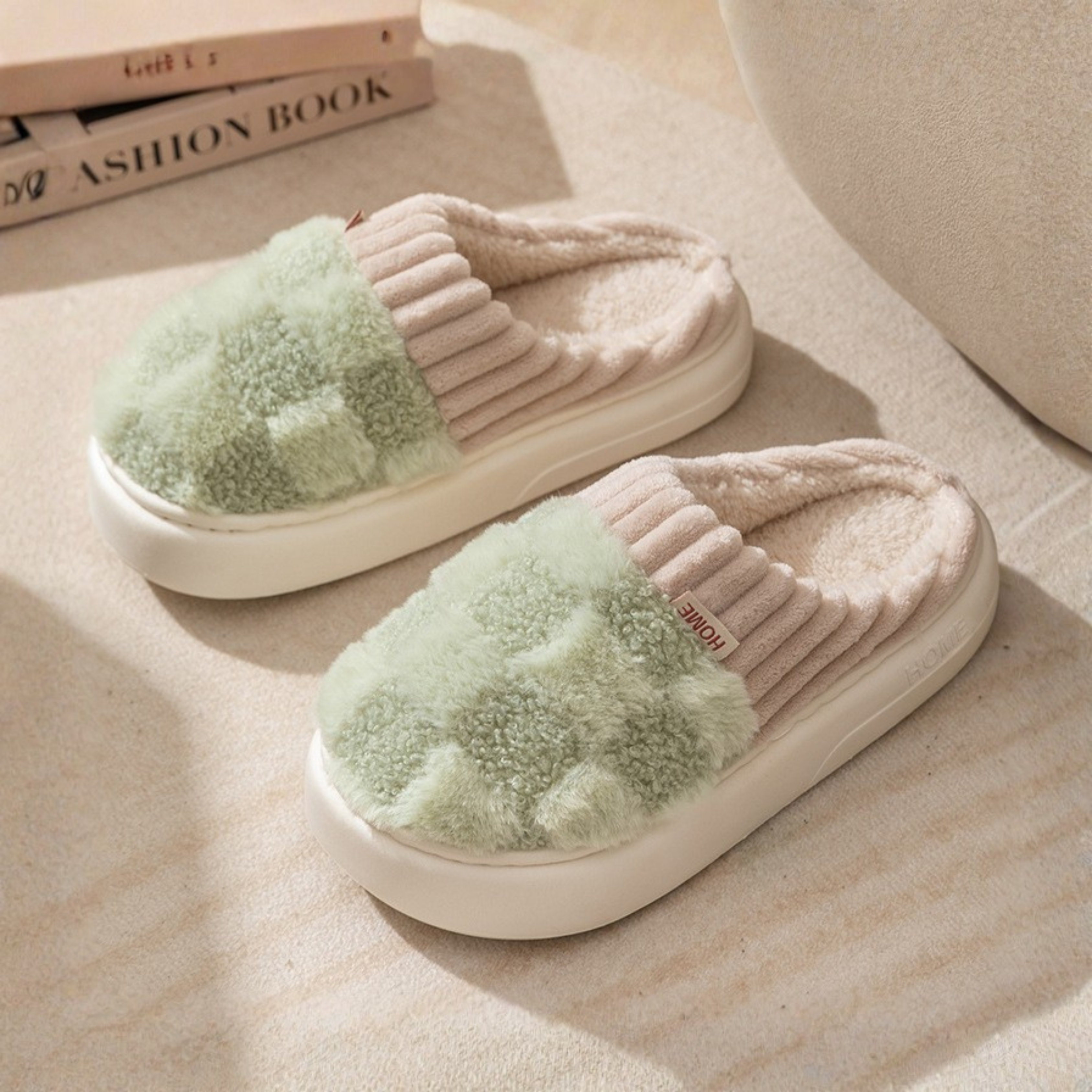 Daminih- Comfy Fluffy Indoor Plush Non-Slip Slippers