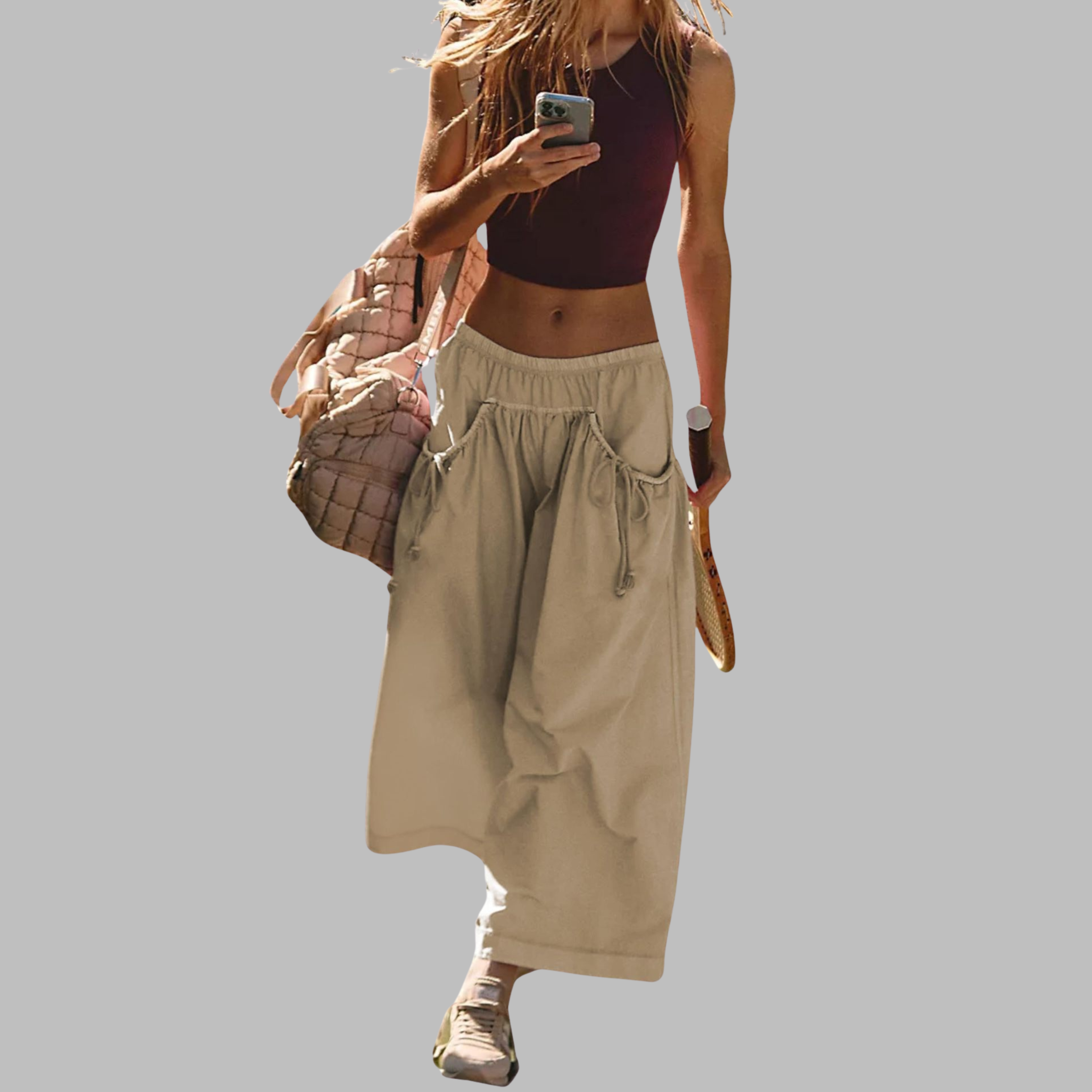 Apple – Casual Wide-Leg Cargo Parachute Pants