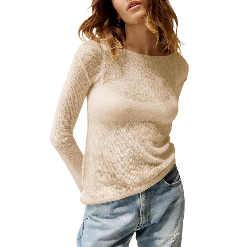 Mharla - Lightweight Summer See Through Long Sleeve Top