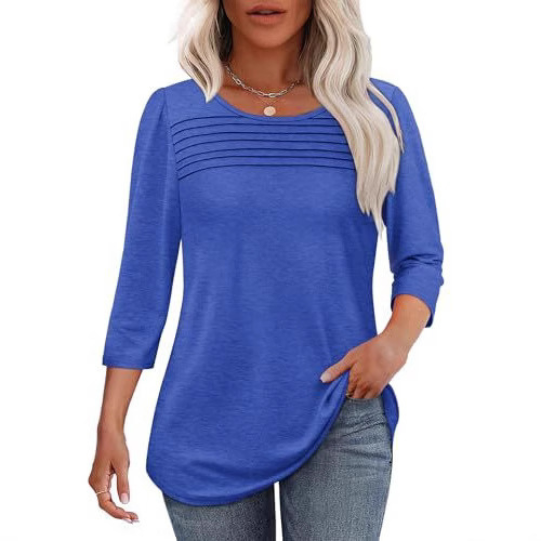 Tessara – Casual Pleated Front Spring Top