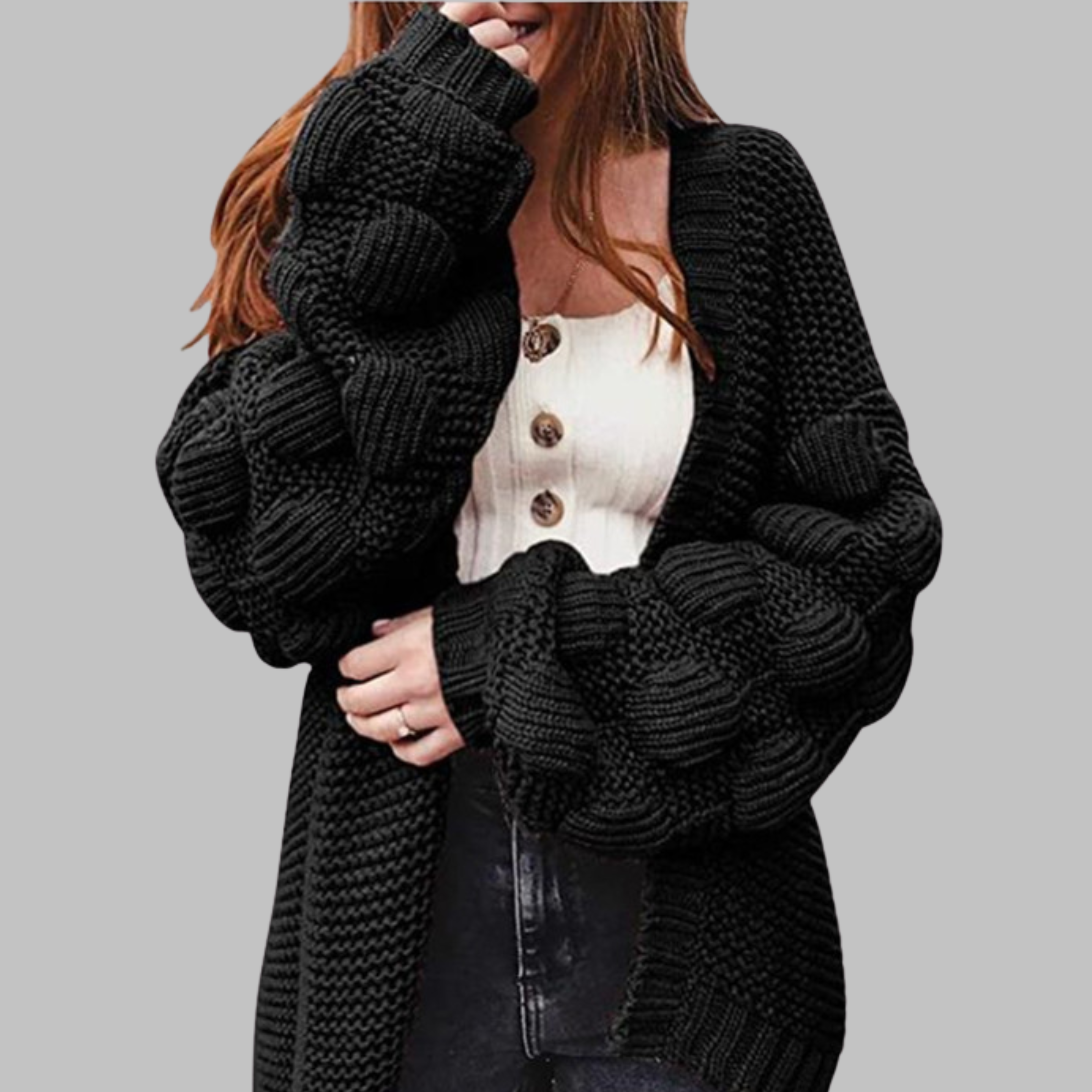 Giselle - Vintage Oversized Chunky Open Front Cardigan