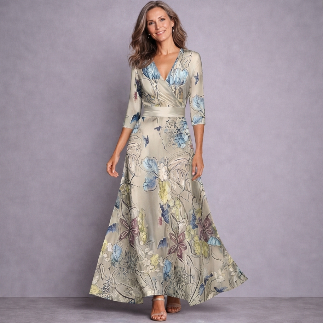 Eleanora - Elegant Maxi Dress with Floral Details