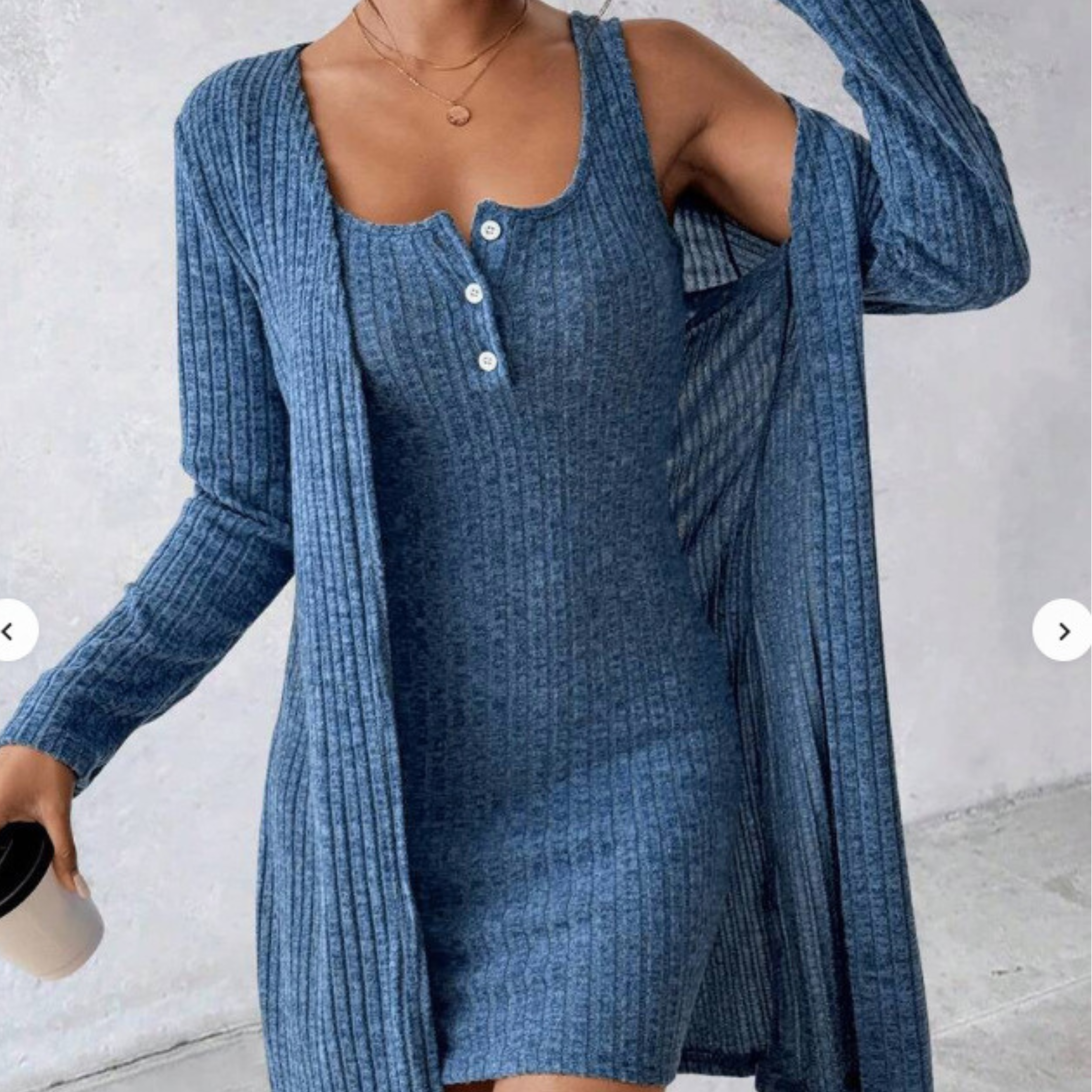 Willah - Classy Ribbed Two-Piece Dress Coat