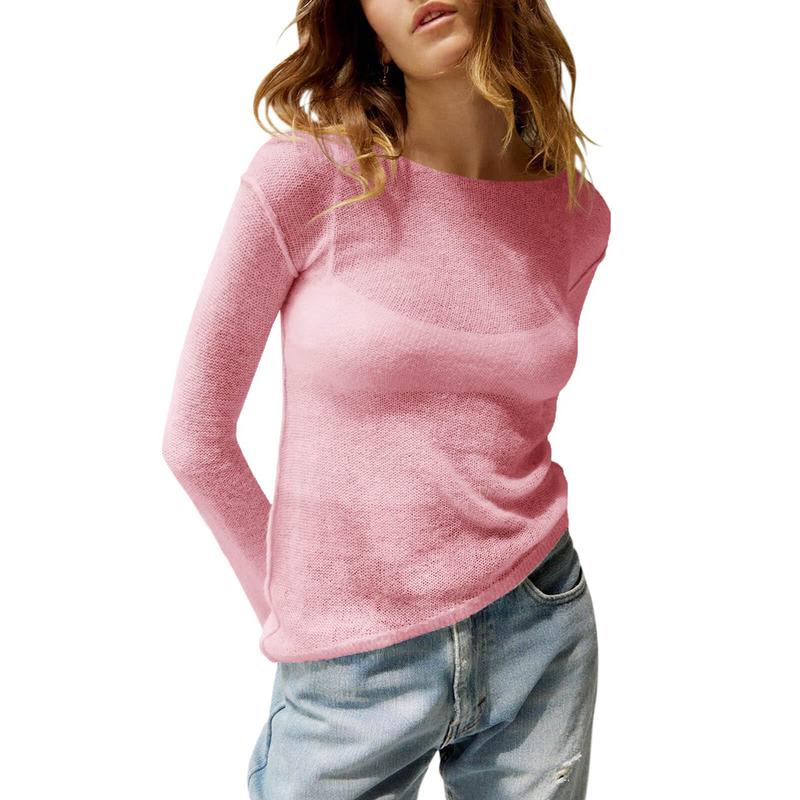 Mharla - Lightweight Summer See Through Long Sleeve Top