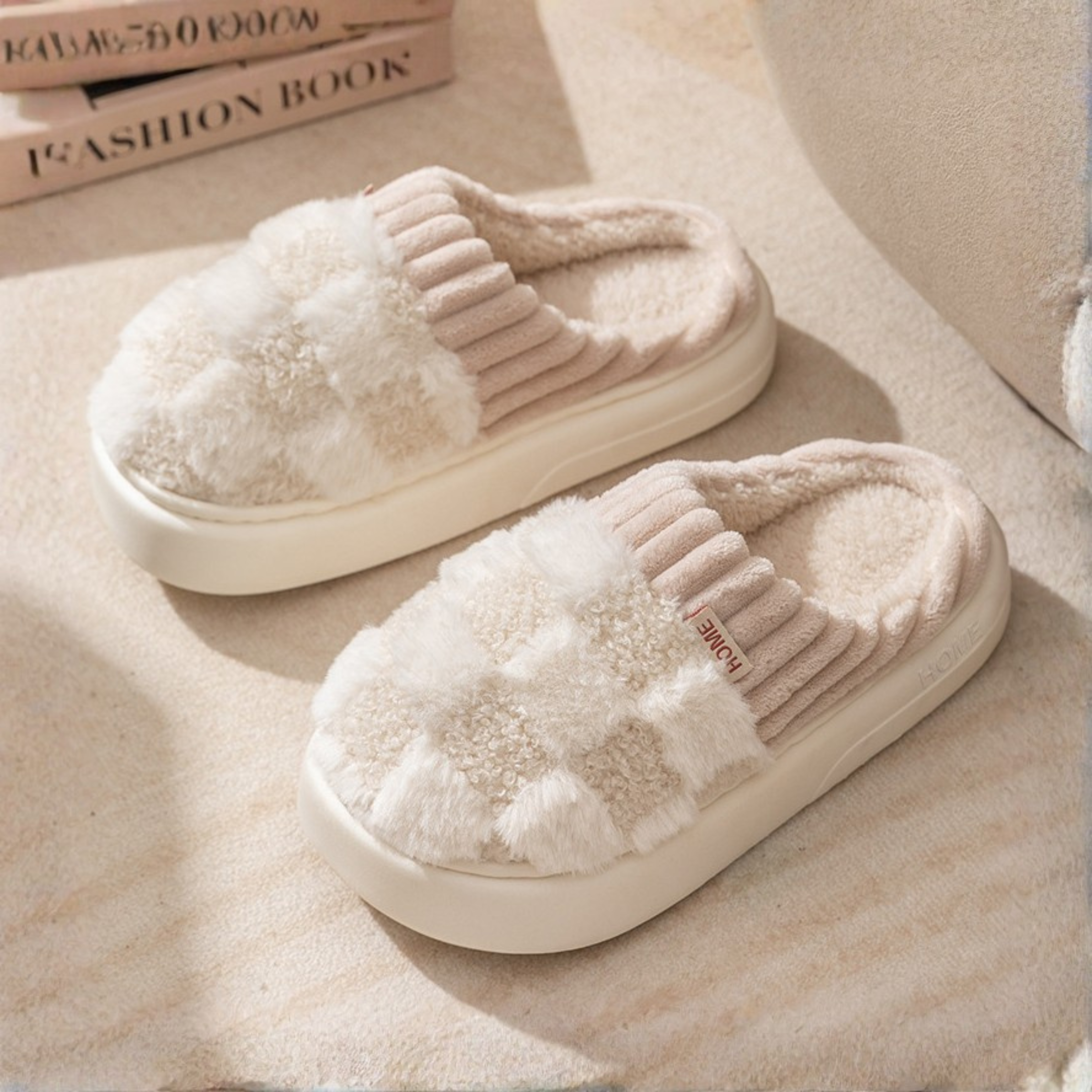 Daminih- Comfy Fluffy Indoor Plush Non-Slip Slippers