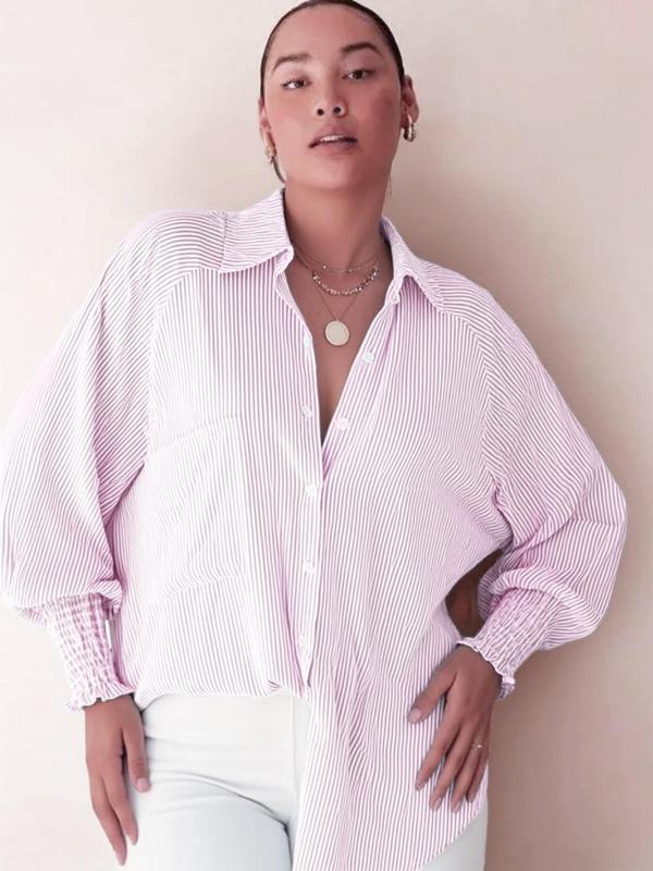 Ligaya – Flowy Plus Size Casual Button-Up Top