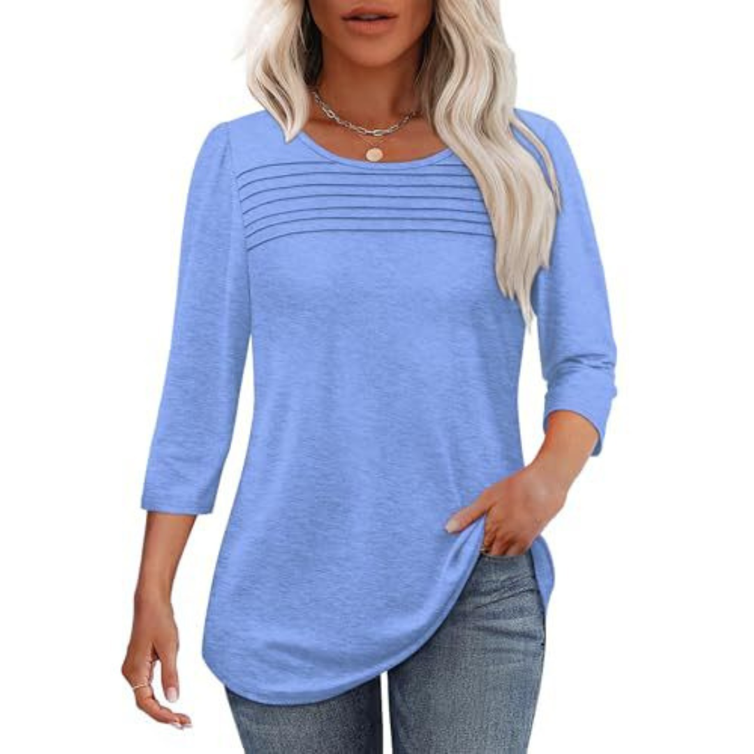 Tessara – Casual Pleated Front Spring Top