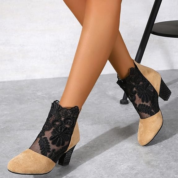 Jolie - Chic Lace Heeled Boots