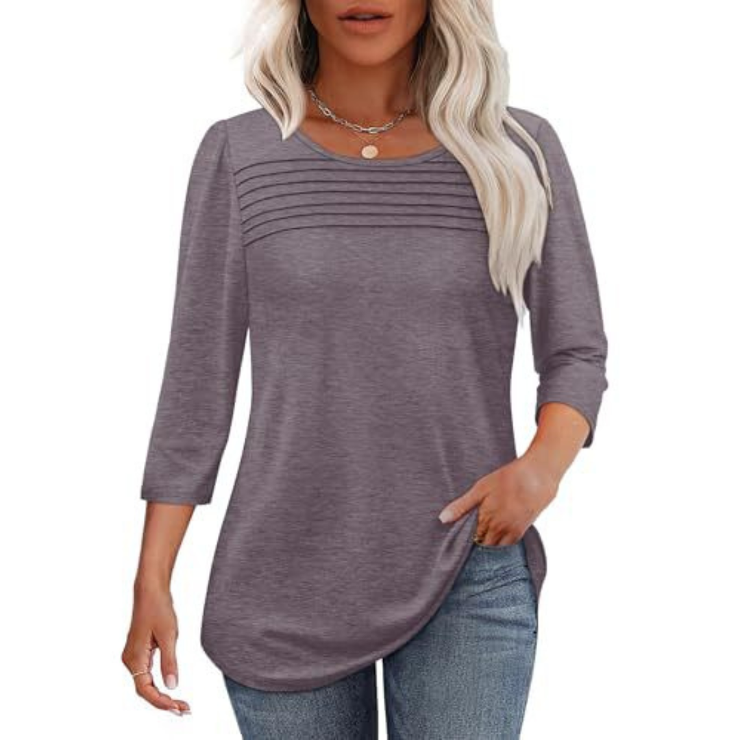 Tessara – Casual Pleated Front Spring Top