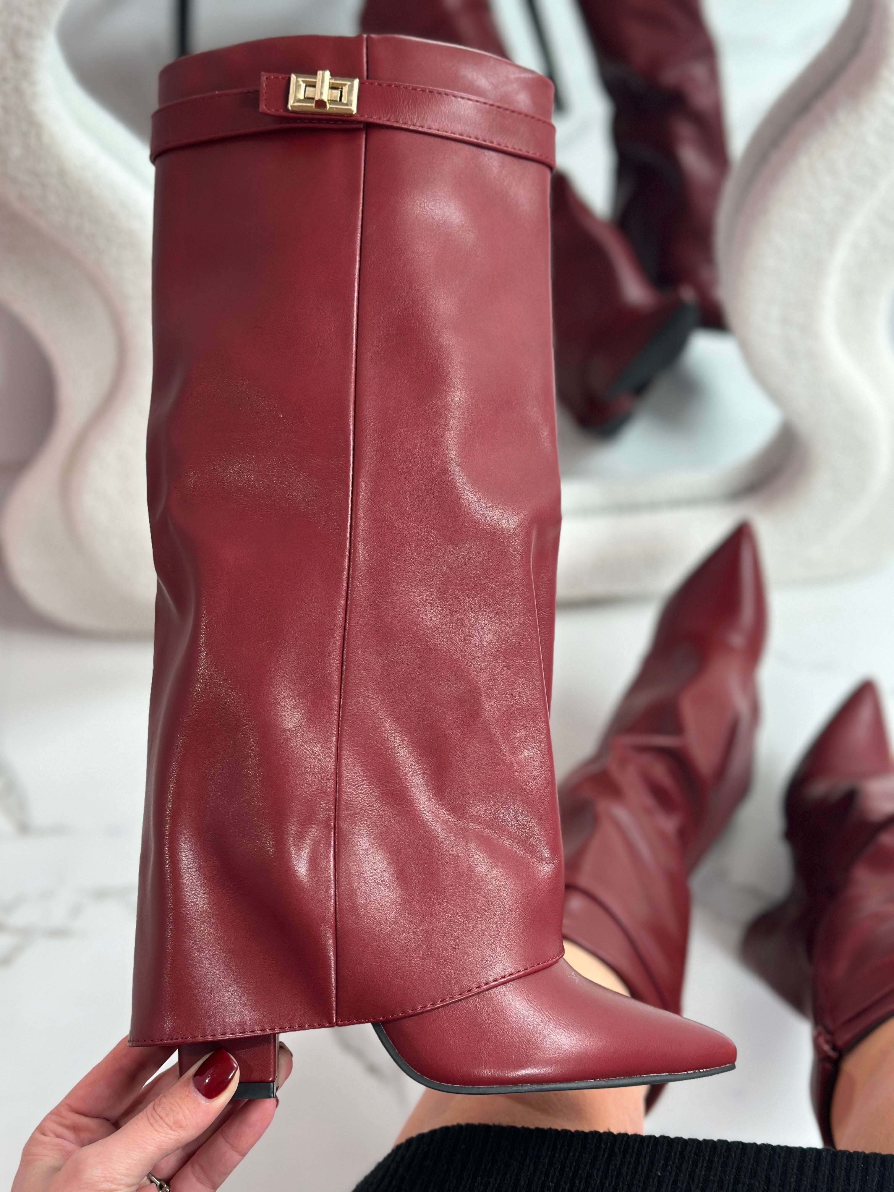 Eloise - Burgundy Leather Boots