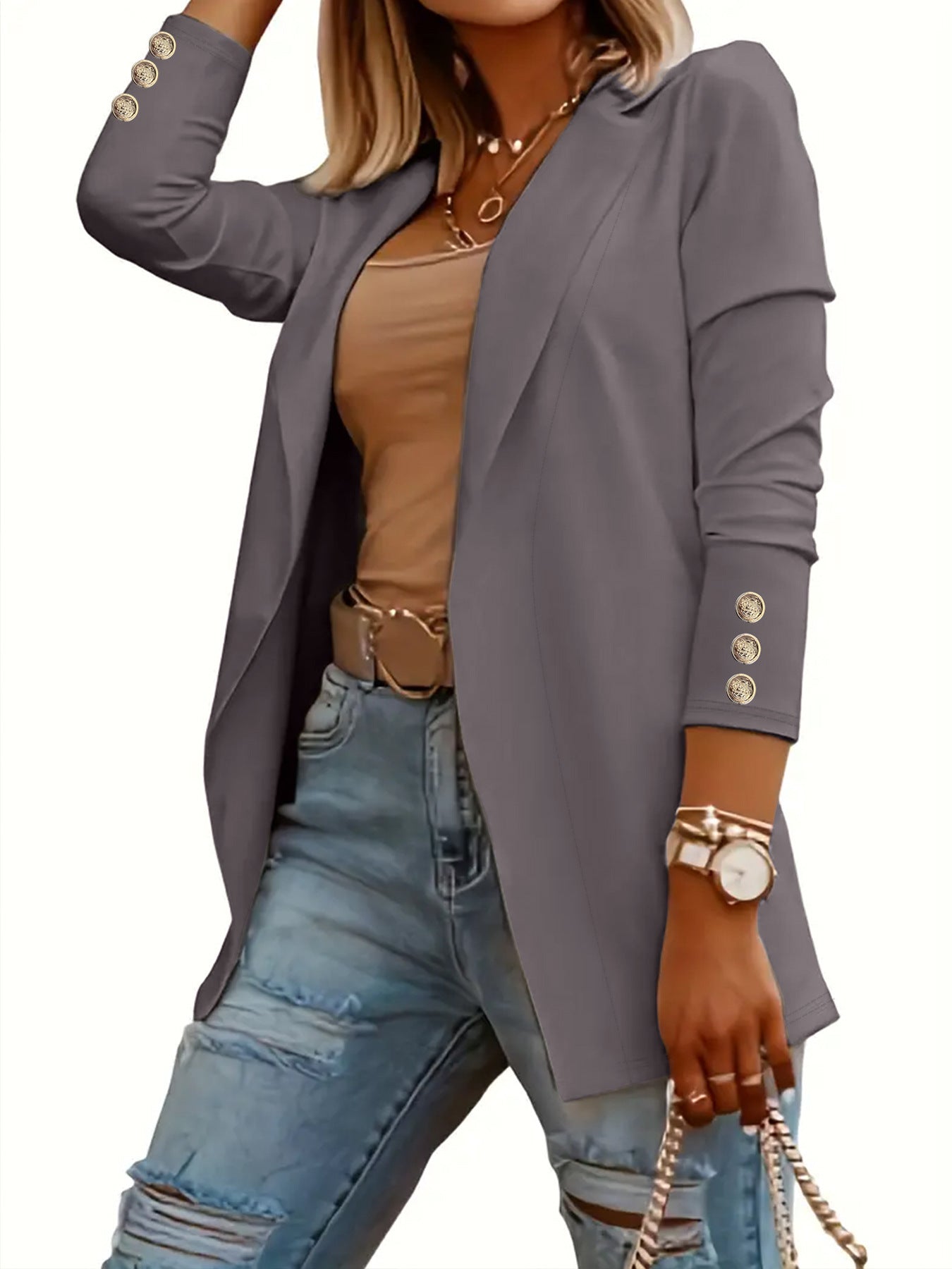 Odin - Casual Long Sleeve Open Front Blazer