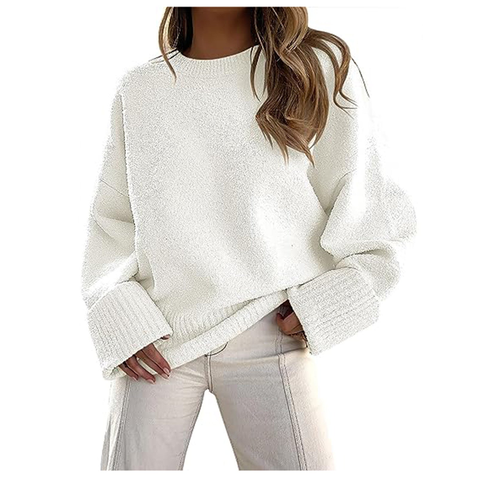 Haley - Cozy Oversized Fuzzy Knit Pullover Sweater
