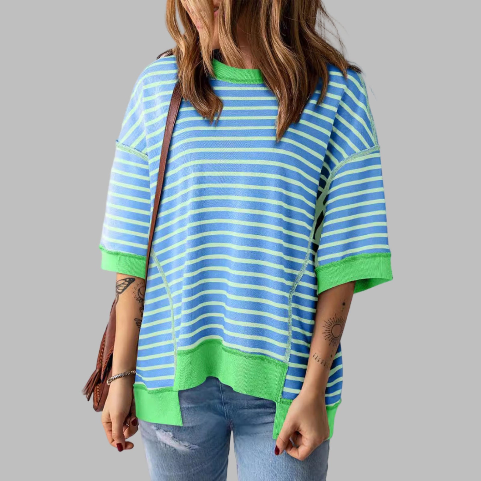 Lorelie - Casual Oversized Striped Pullover Top