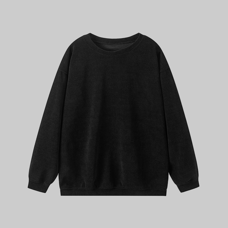Britley - Cozy Plain Long Sleeve Round Neck Sweatshirt