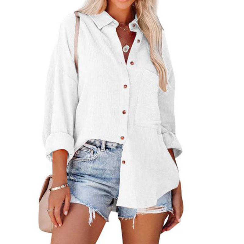 Wolly - Casual Button Down Long Sleeve Blouse