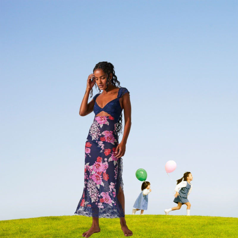 Jaemily – Cozy Ditsy Floral Sleeveless Maxi Sundress