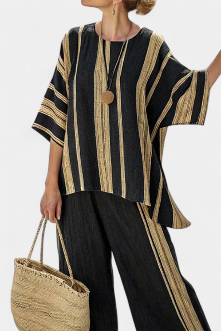 Addison – Relaxed Oversized Striped Top and Relaxed Linen Trousers