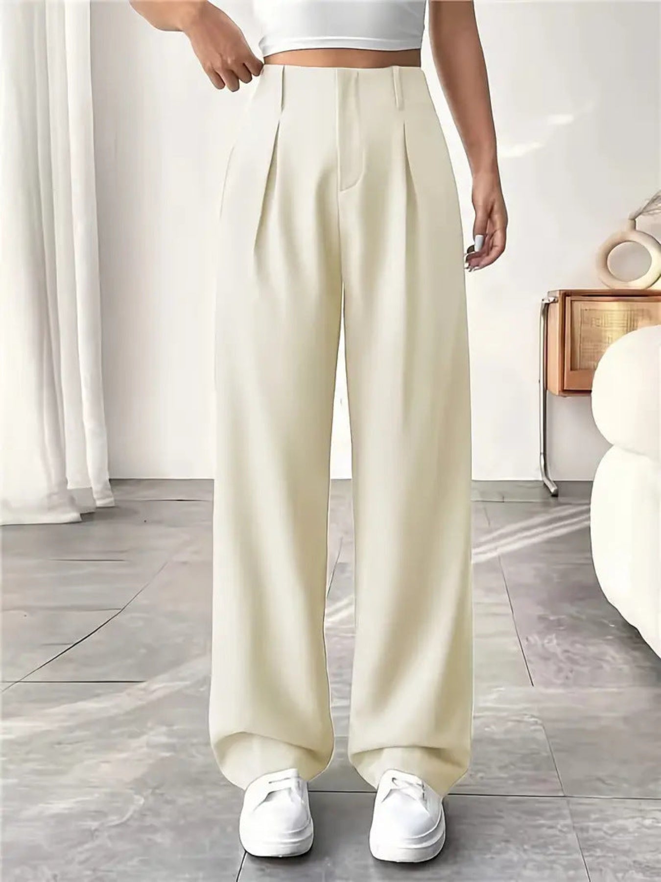 Belisima – Elegant Pleated Wide-Leg Office Trouser