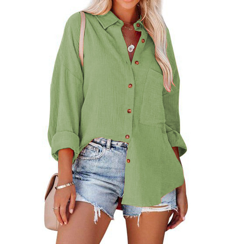 Wolly - Casual Button Down Long Sleeve Blouse