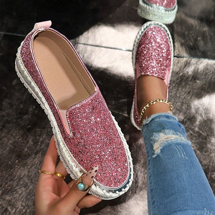Jamila - Chic Glitter Decorated Slip-On Loafers