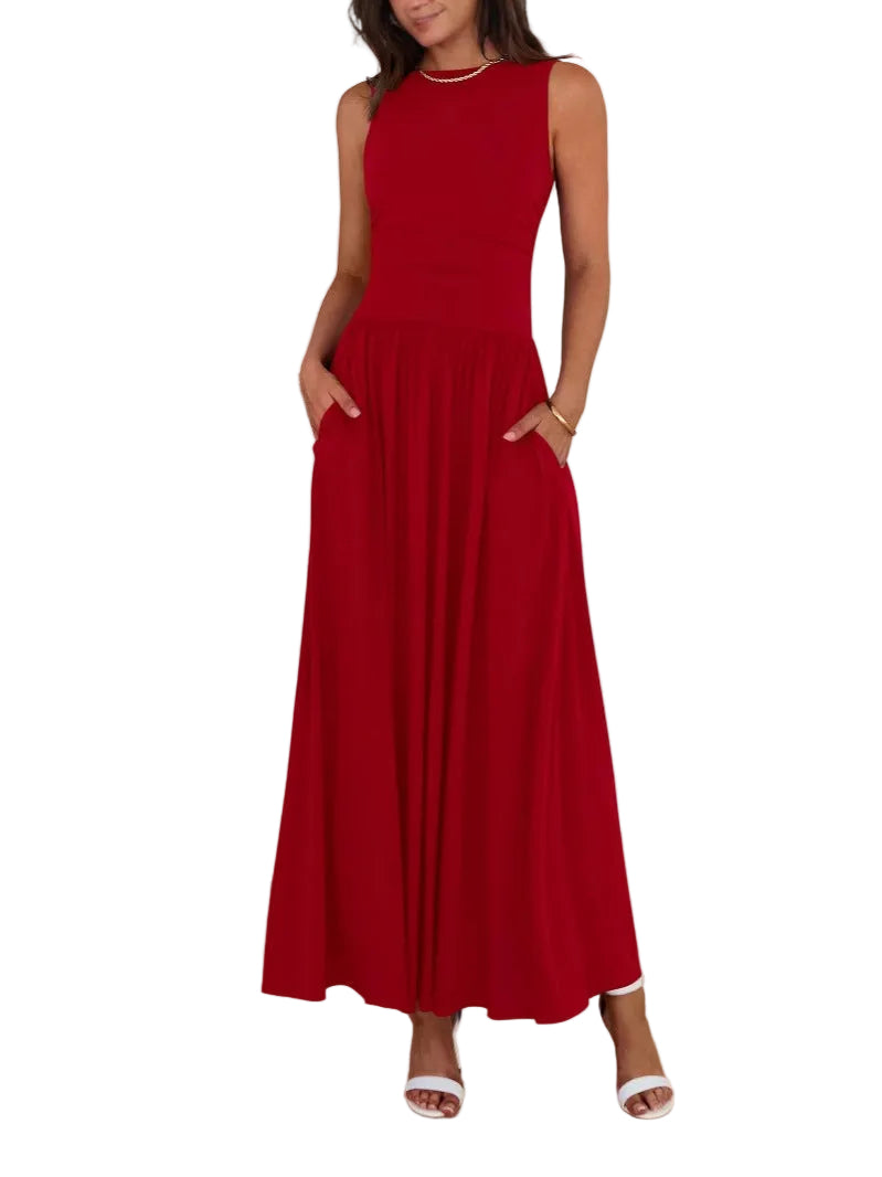 Béatrice – Sleeveless Ruched Maxi Dress