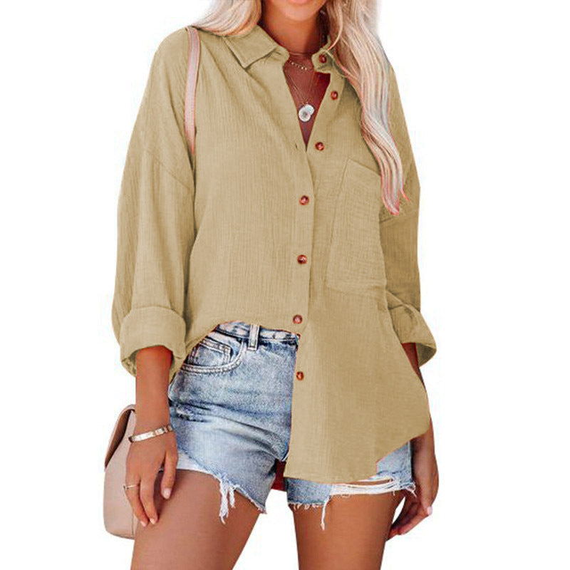 Wolly - Casual Button Down Long Sleeve Blouse