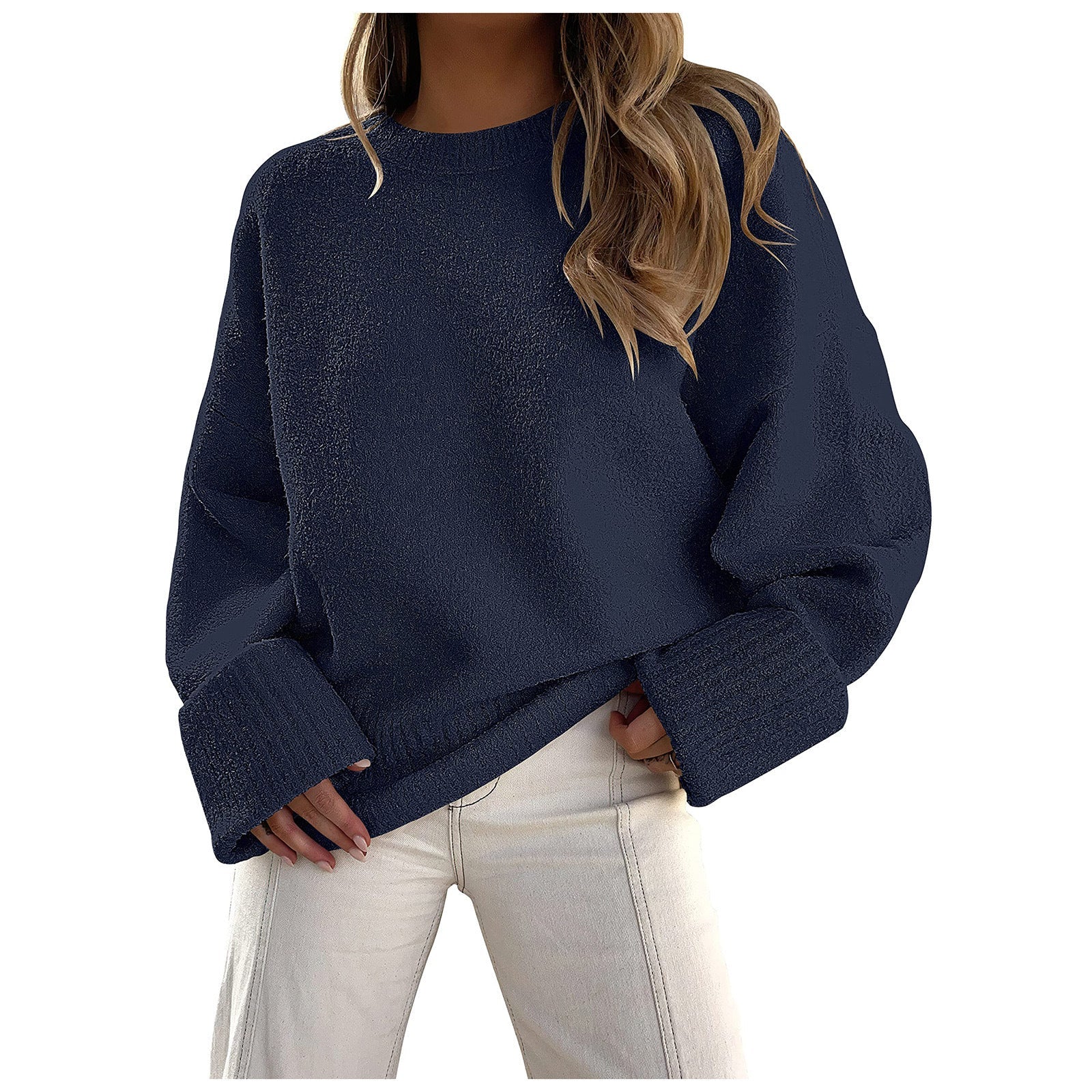 Haley - Cozy Oversized Fuzzy Knit Pullover Sweater