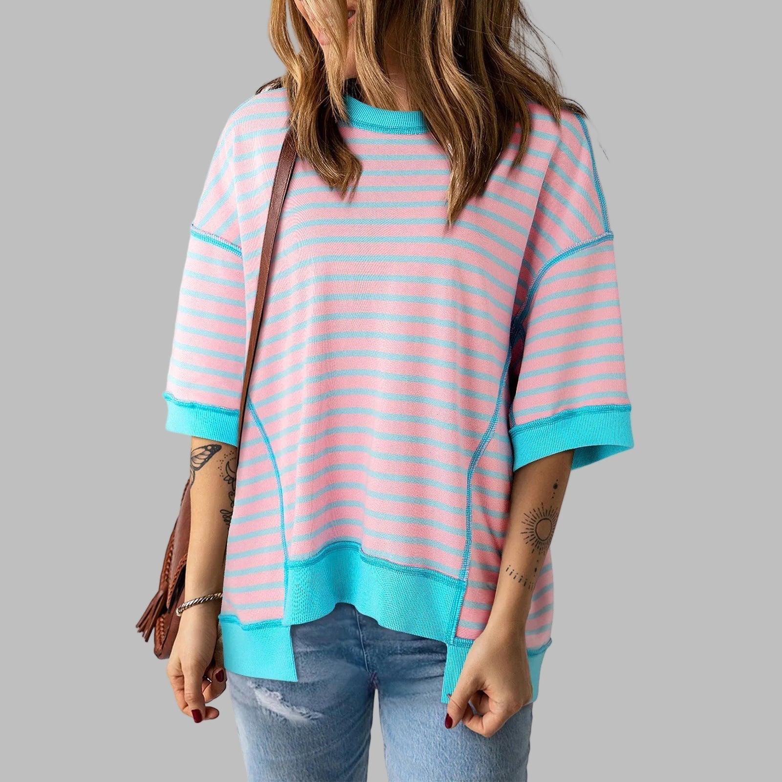 Lorelie - Casual Oversized Striped Pullover Top