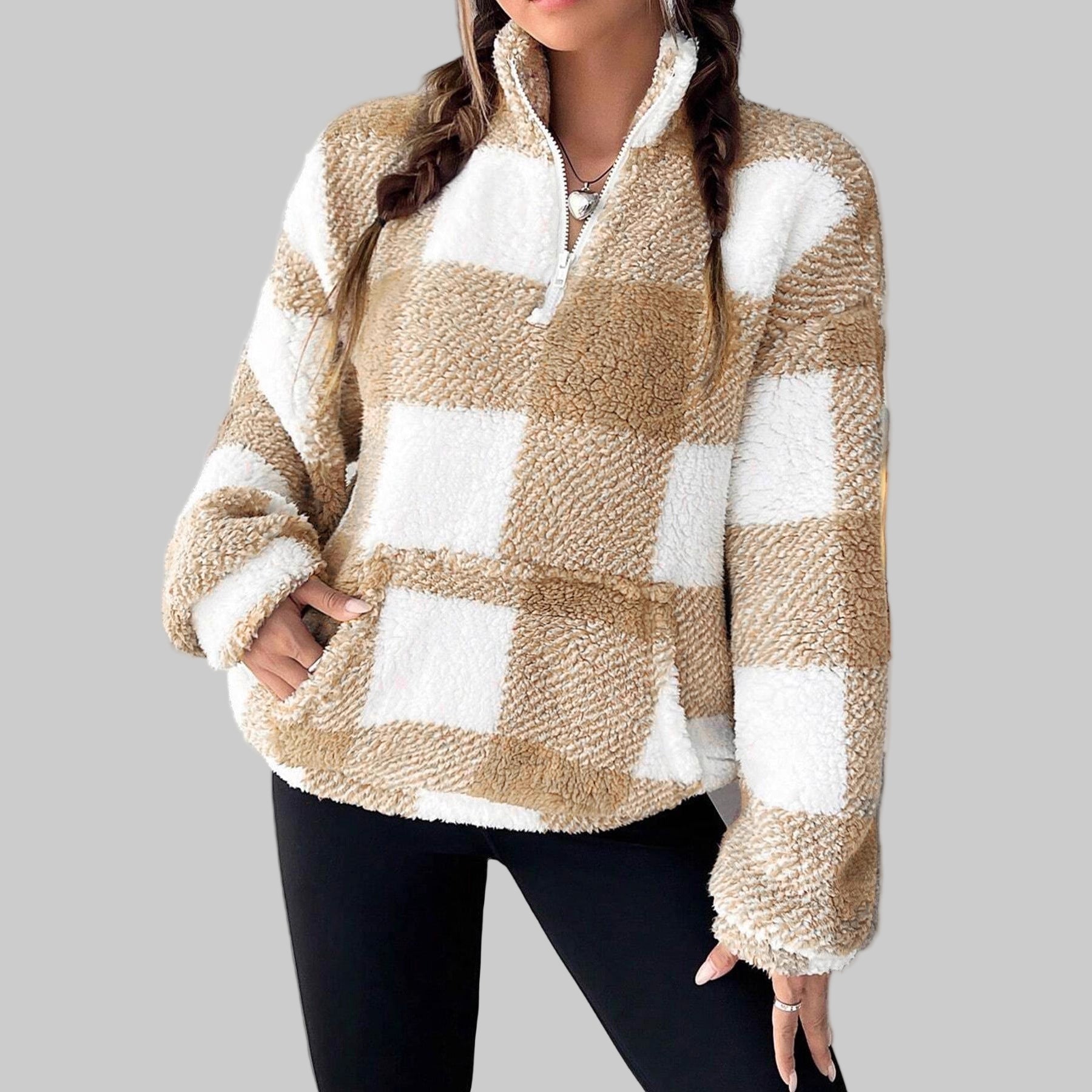Maple - Cozy Plaid Fleece Pullover