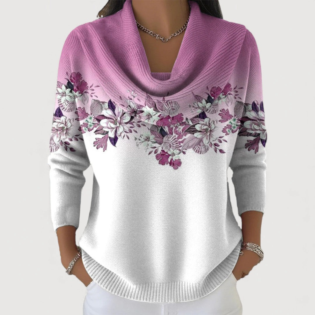 Adrielle - Floral Sweater with Soft Neckline