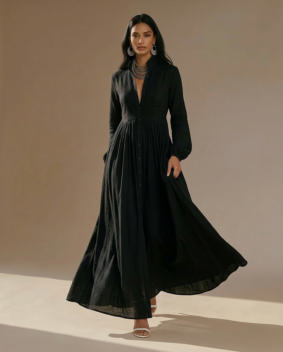 Maple – Trendy Linen Maxi Dress