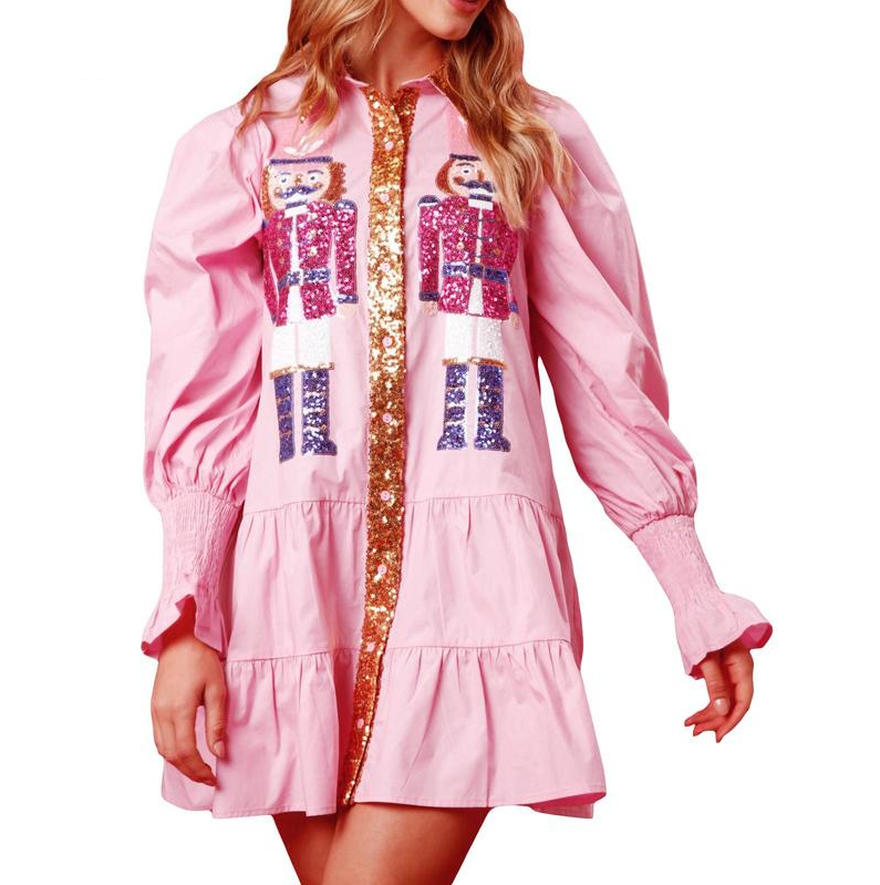 Sheena - Sequin Skirt Holiday Sweatshirt Mini Dress