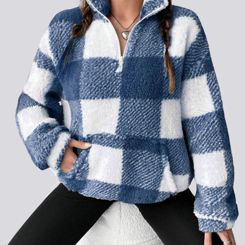 Maple - Cozy Plaid Fleece Pullover