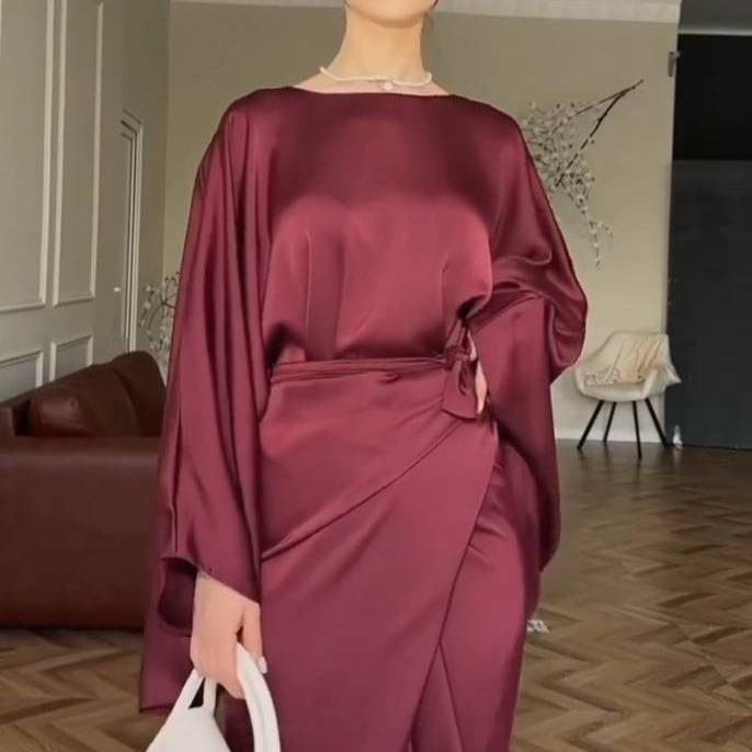 Stella - Loose Shirt & Lace-up Skirt Suit for Elegant Daily Wear